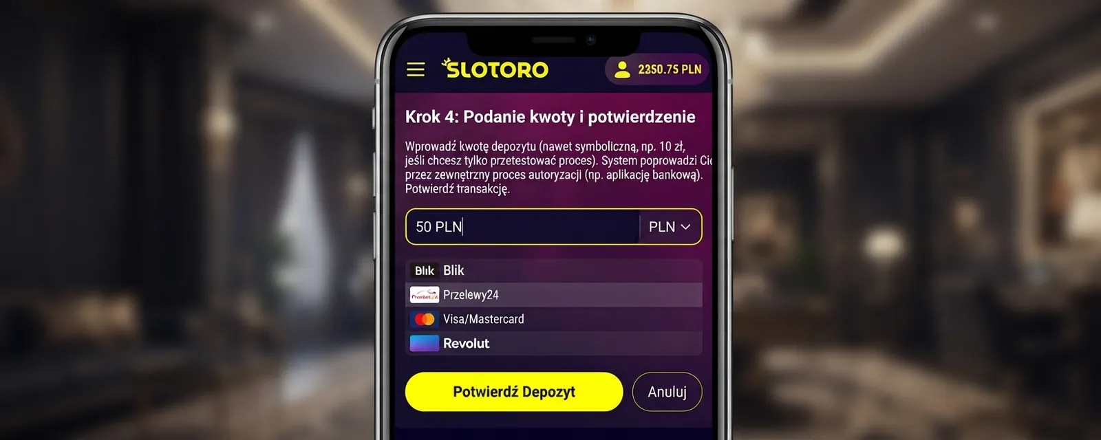 Krok 4: Podanie kwoty i potwierdzenie