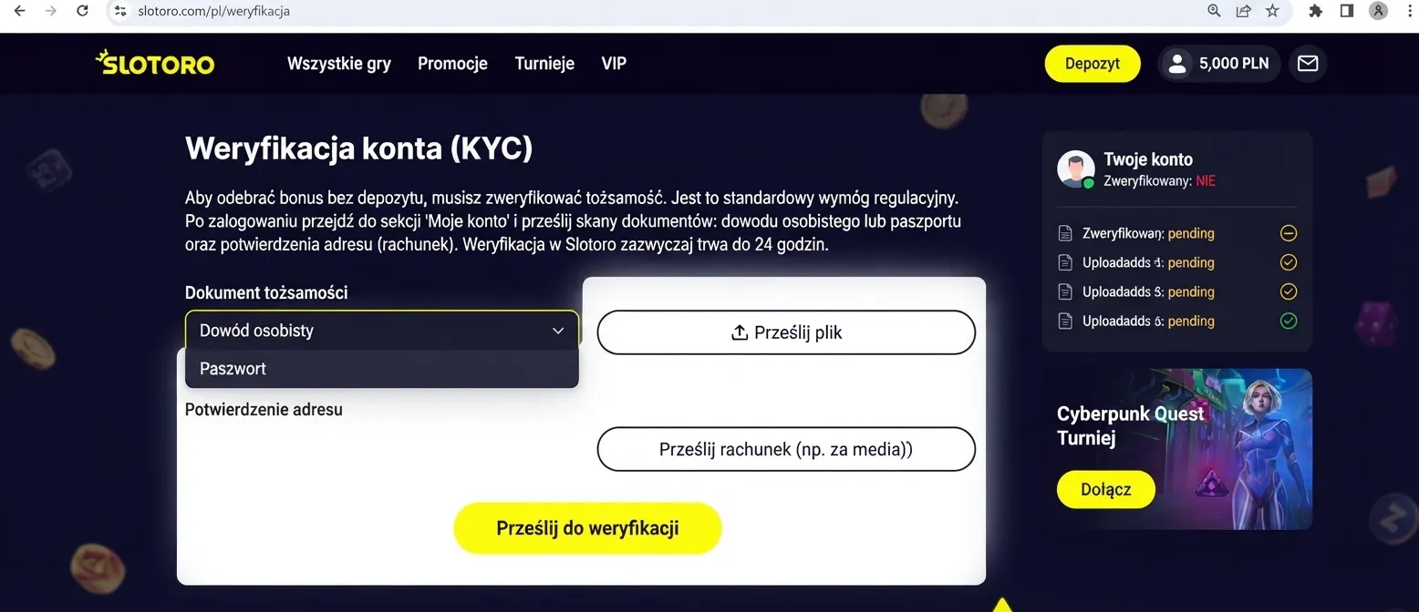 Weryfikacja konta (KYC)