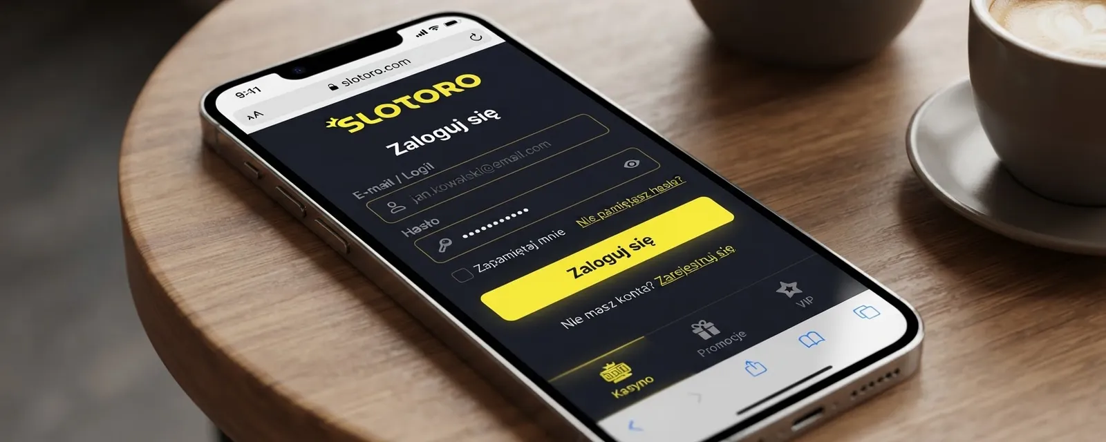 Ekran logowania do kasyna Slotoro