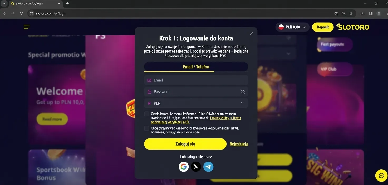 Krok 1: Logowanie do konta